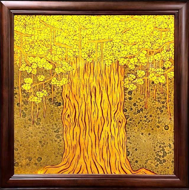 Tranh Sơn Mài Cây Bồ Đề Giác Ngộ Ngàn Năm Tuổi – Khổ Vuông 95x95cm