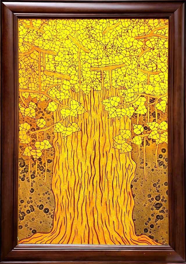 Tranh Sơn Mài Cây Bồ Đề Ngàn Năm Tuổi – Khổ Dọc 1.03m x 73cm